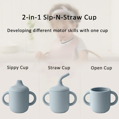 BPA Free Baby Silicone Straw Cup, Portable Snack Container, Kids Learning Drink Cup, Lids Feeding Cup Baby Stuff