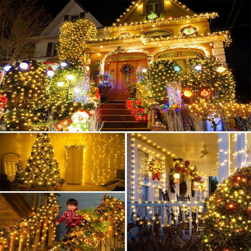 Fairy String Lights, Waterproof Christmas Garland Outdoor, Remote Control Party Wedding Decor