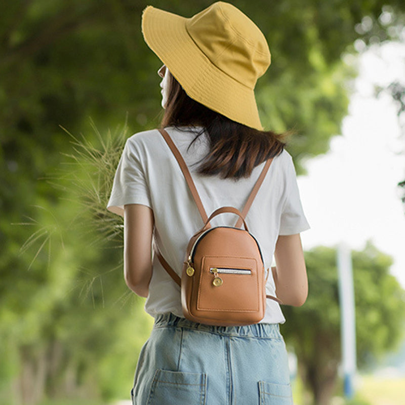 Mini Soft Touch Leather Small Backpack, Forever Young Designer Women Backpack, Female Fashion Ladies Bagpack Satchel
