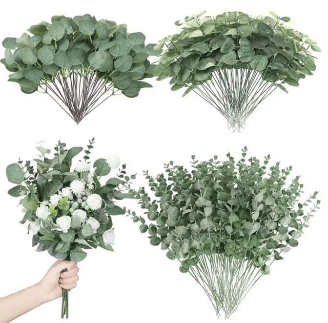 Eucalyptus Green Leaf Stems Decorative Home Bouquet Set 1