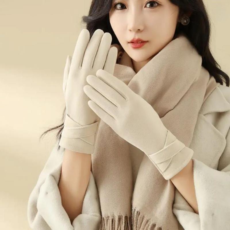Autumn Winter Gloves Women, Keep Warm, Solid Simple, Cycling, Polyester, Elegant, Windproof, Finger, Skiing, Outdoor, Fa
