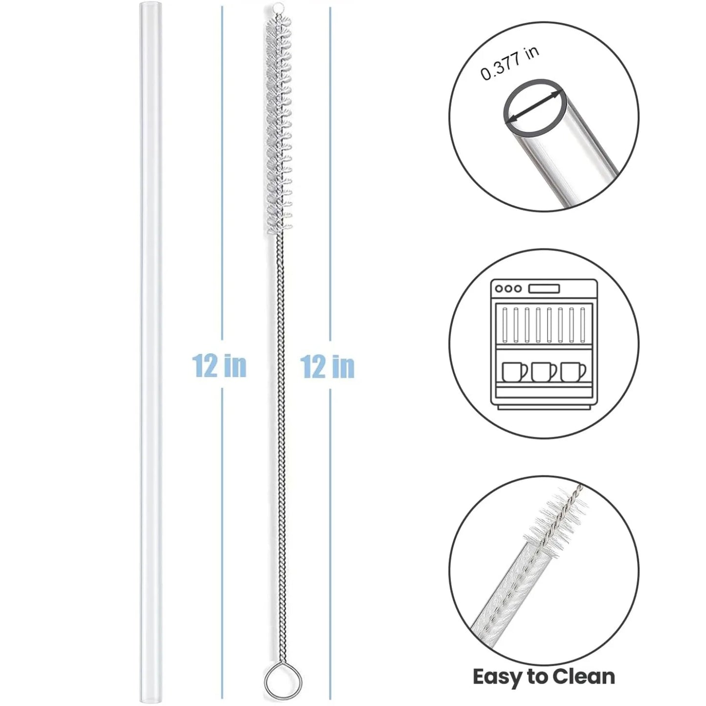 Replacement Straws For Stanley Cup Tumbler Clear Reusable Plastic Straws Straw Brushes 1