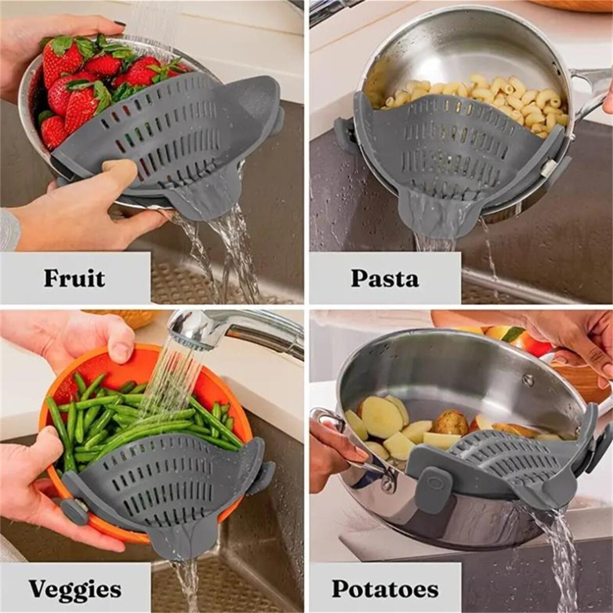 Kitchen Pot Strainer, Adjustable Clip On Strainer, Strainer For Pots, Pans, Bowls