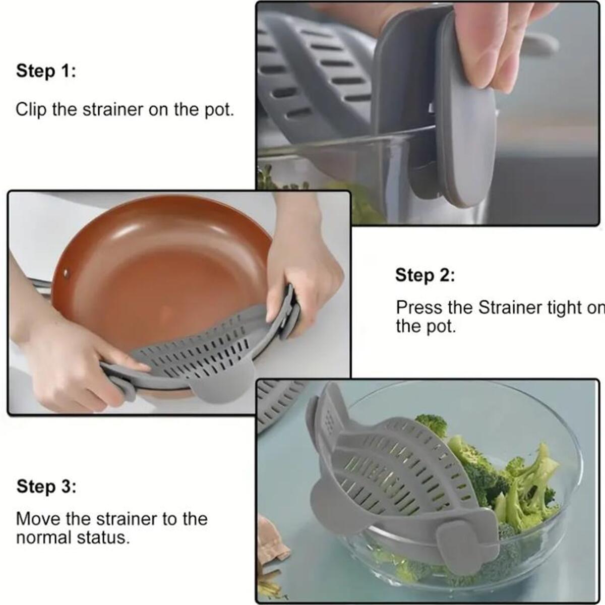 Kitchen Pot Strainer, Adjustable Clip On Strainer, Strainer For Pots, Pans, Bowls