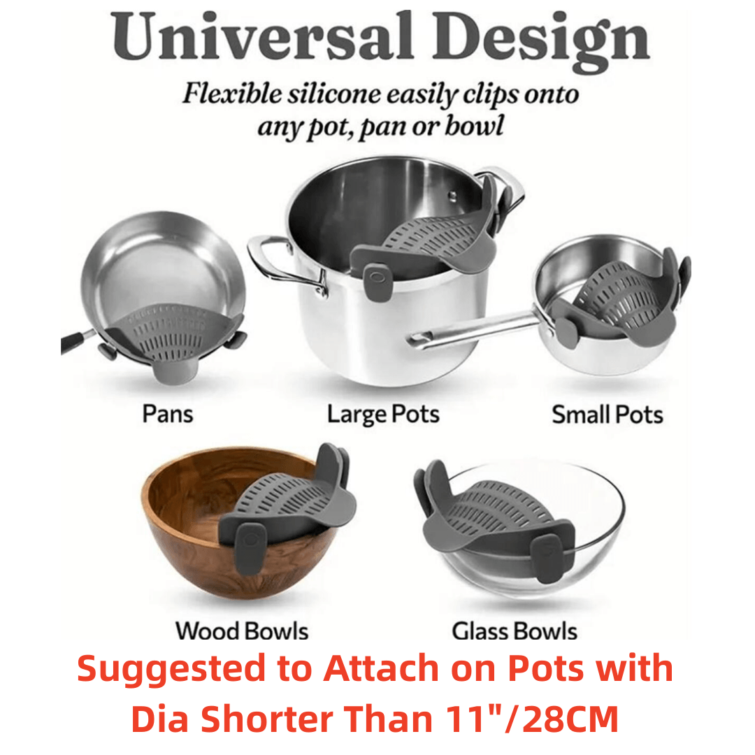 Kitchen Pot Strainer, Adjustable Clip On Strainer, Strainer For Pots, Pans, Bowls