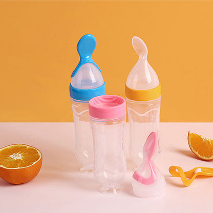 Food Spoon Supplement Feeder, Squeezing Feeding Bottle Silicone, Safe Useful Tableware For newborn kids.