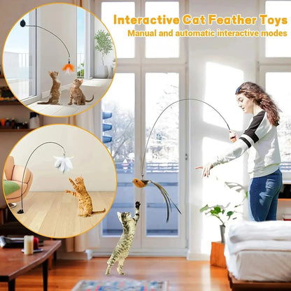 FeatherBird Interactive Cat Wand Premium SuctionStick Teaser For Confident Indoor Cats 6