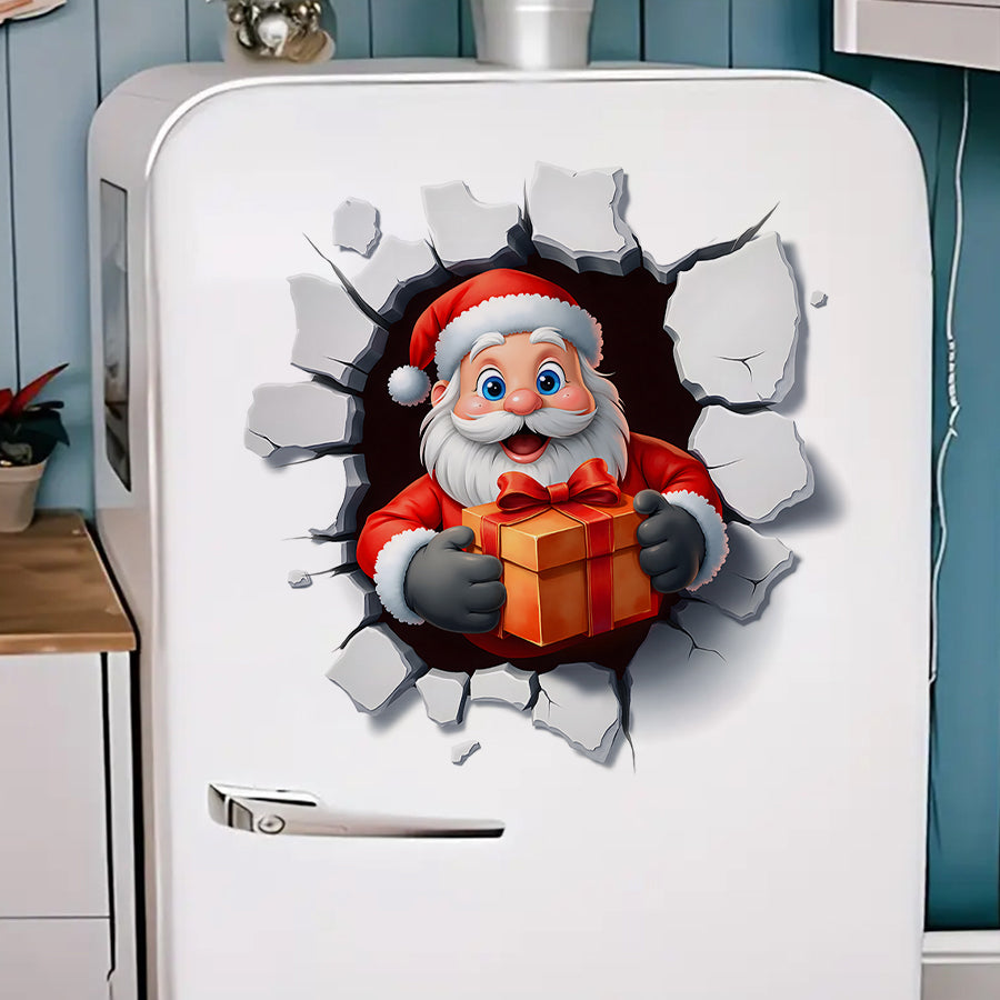 Toilet Stickers Self Adhesive Festive Santa Cracked Wall Christmas Bathroom Decoration Toilet Decal 3