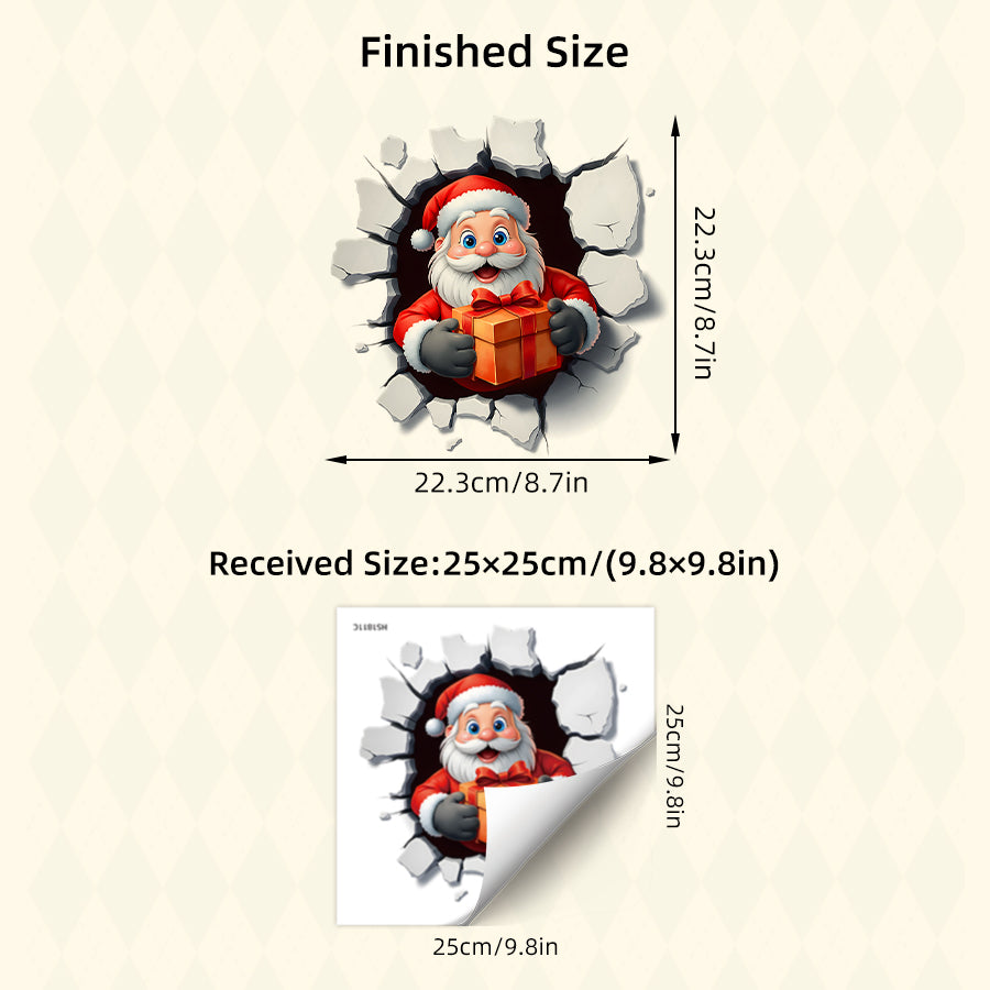Toilet Stickers Self Adhesive Festive Santa Cracked Wall Christmas Bathroom Decoration Toilet Decal 5