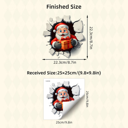 Toilet Stickers Self Adhesive Festive Santa Cracked Wall Christmas Bathroom Decoration Toilet Decal 5
