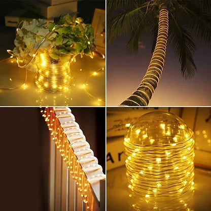 LED Waterproof Solar Rope Light Outdoor Fairy String Lights For Garden Lawn Yard Fence 2