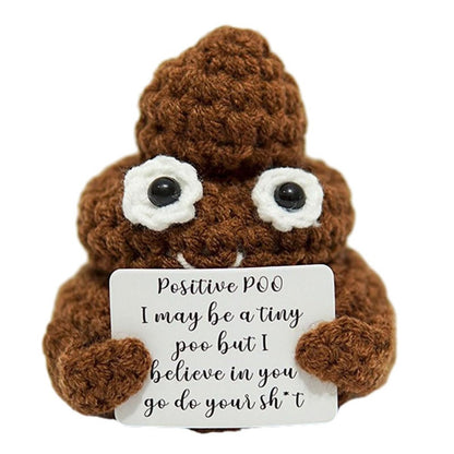 Creative Plush Desktop Decoration, Mini Handmade Crocheted Gift, Emotional Support Positive Card Ornament