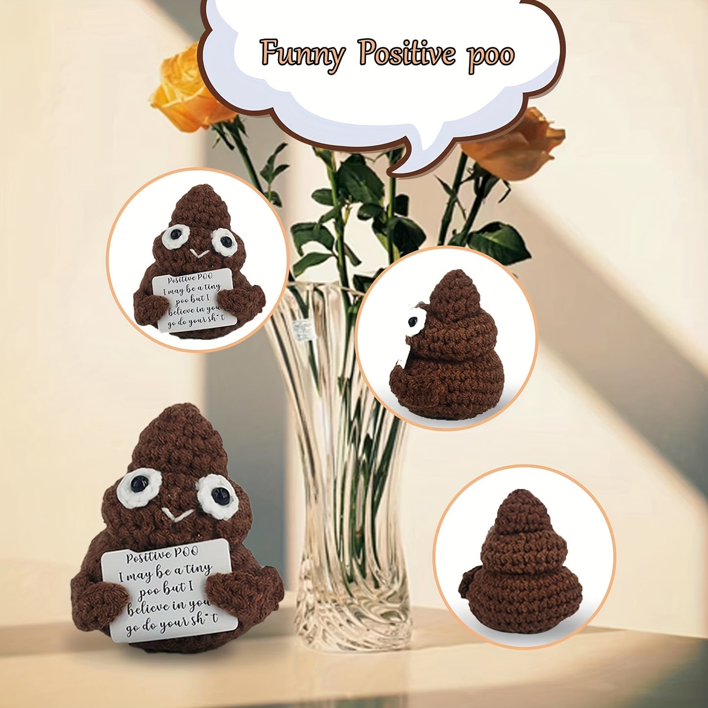 Creative Plush Desktop Decoration Mini Handmade Crocheted Gift Emotional Support Positive Card Orna 1