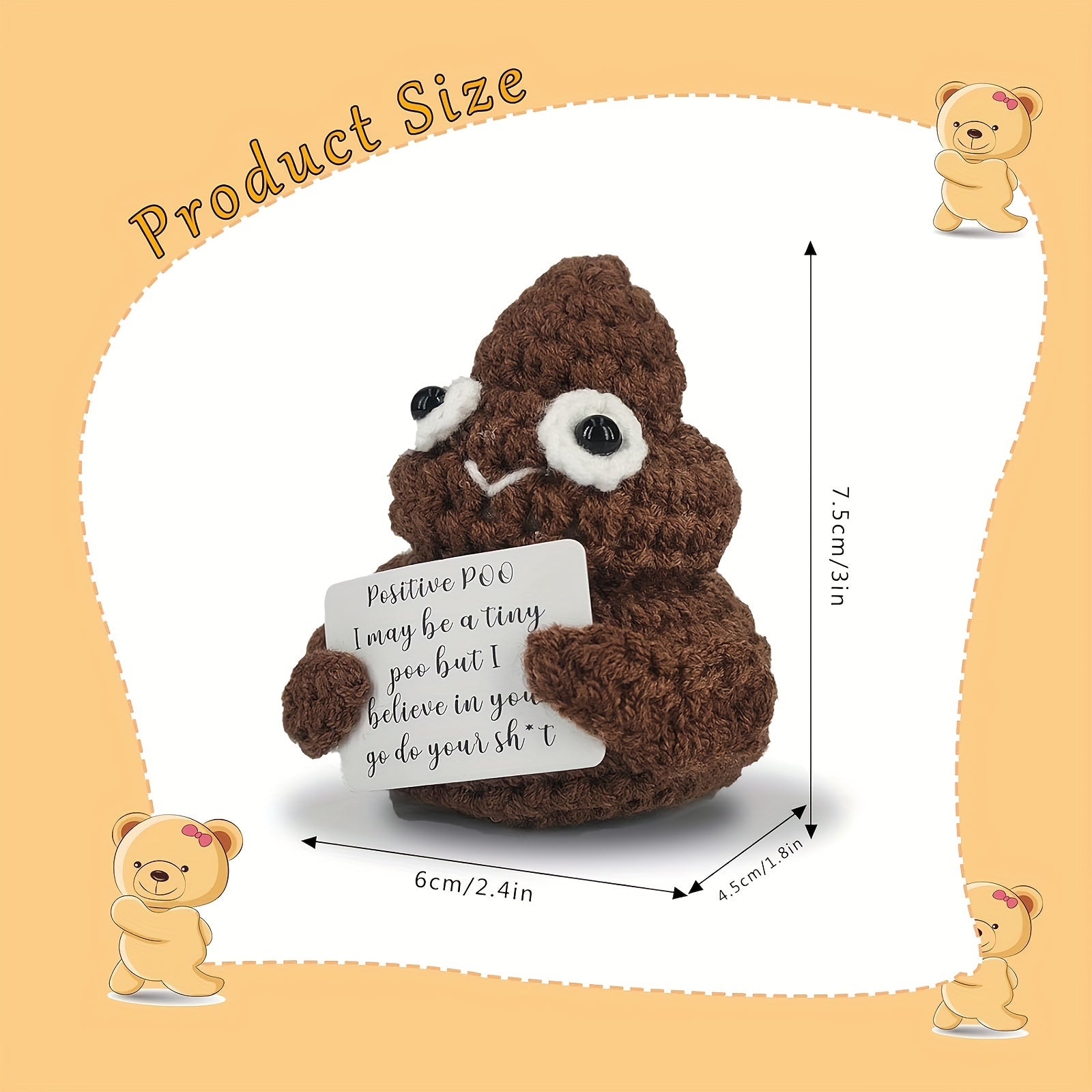 Creative Plush Desktop Decoration Mini Handmade Crocheted Gift Emotional Support Positive Card Orna 2