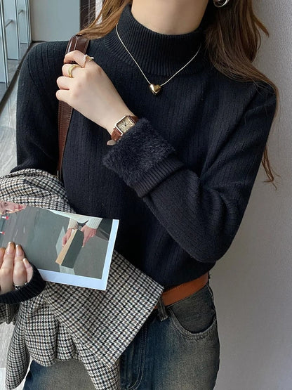 Women Thermal Turtleneck Sweater With Velvet Lining 9