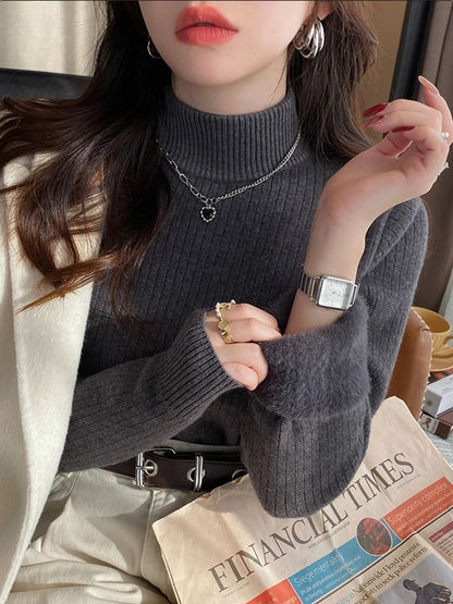 Women Thermal Turtleneck Sweater With Velvet Lining 10
