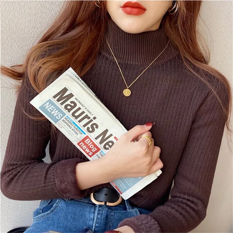 Women Thermal Turtleneck Sweater With Velvet Lining 12