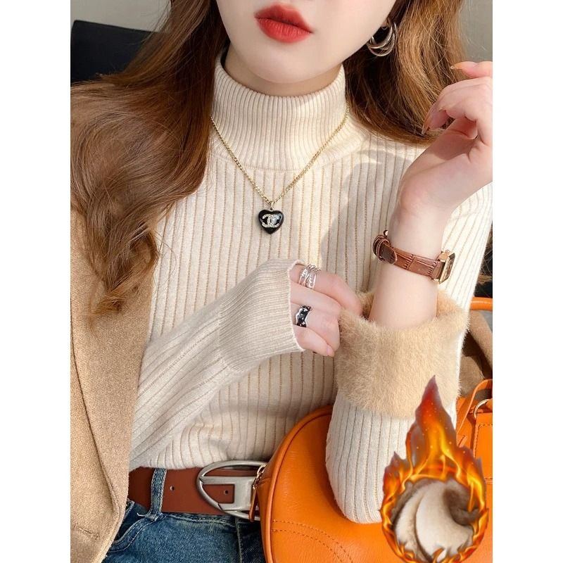 Women Thermal Turtleneck Sweater With Velvet Lining 2