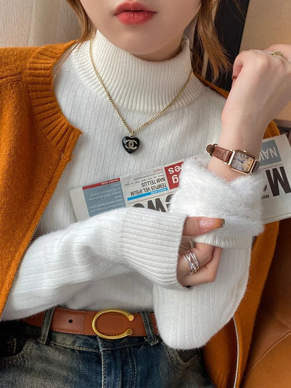 Women Thermal Turtleneck Sweater With Velvet Lining 3