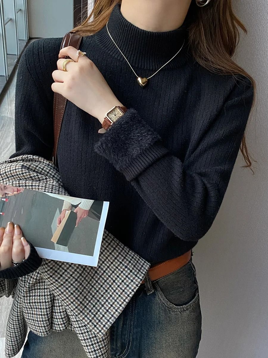 Women Thermal Turtleneck Sweater With Velvet Lining 4