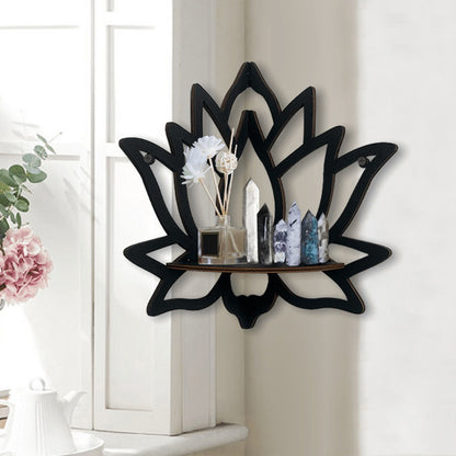 Wooden Lotus Decorative Rack, Wall Mounted Shelf, Aromatherapy Organiser, Essential Oil Candle Holder, Corner Shelf