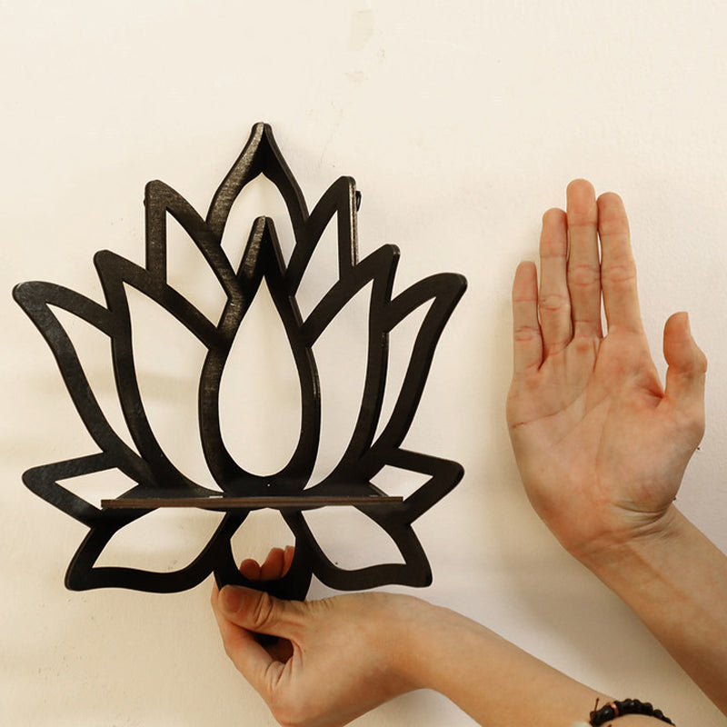 Wooden Lotus Decorative Rack, Wall Mounted Shelf, Aromatherapy Organiser, Essential Oil Candle Holder, Corner Shelf