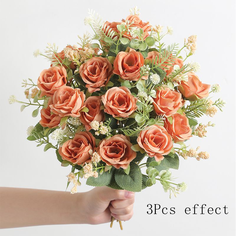 Rose White Peony Silk Bouquet Artificial Flower Small Bud Wedding Home Decoration 3