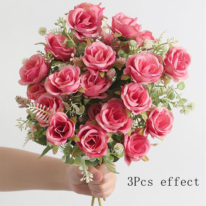 Rose White Peony Silk Bouquet Artificial Flower Small Bud Wedding Home Decoration 4