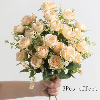 Rose White Peony Silk Bouquet Artificial Flower Small Bud Wedding Home Decoration 5