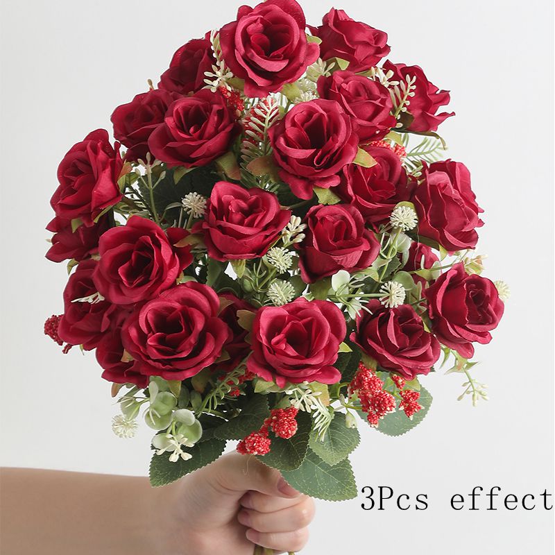Rose White Peony Silk Bouquet Artificial Flower Small Bud Wedding Home Decoration 7