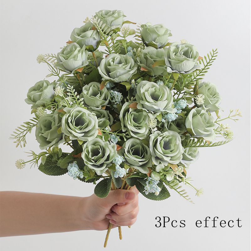 Rose White Peony Silk Bouquet Artificial Flower Small Bud Wedding Home Decoration 8