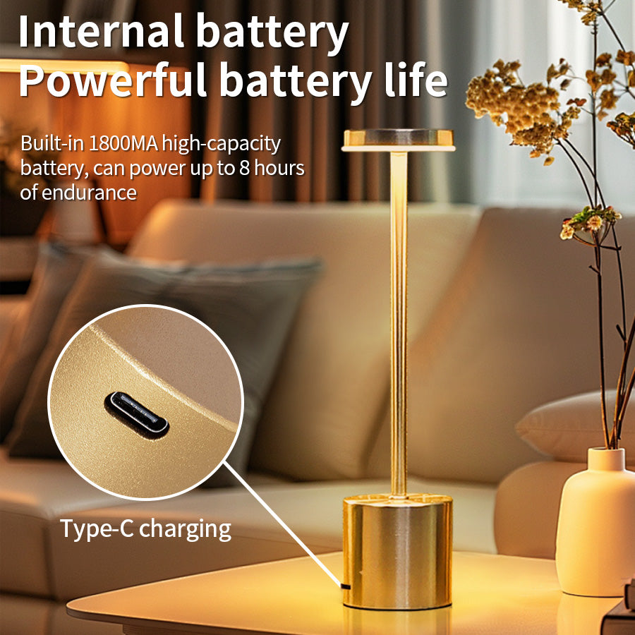Classic USB Rechargeable Touch Sensor LED Table Lamp, 3-Color Dimming, Modern Desk Night Light