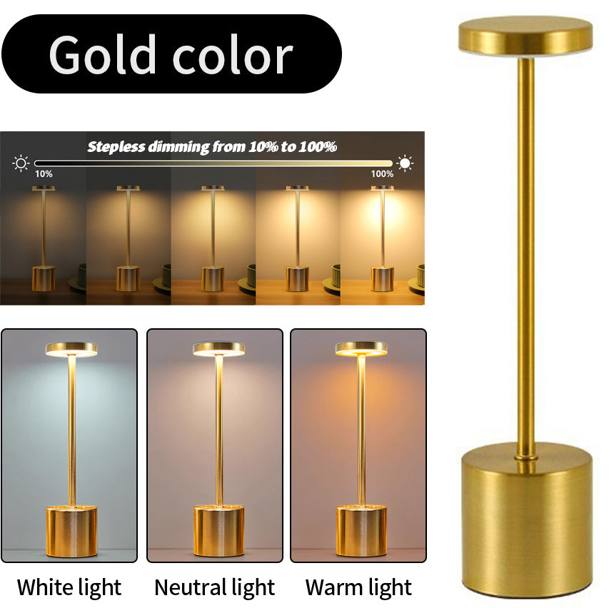 Classic USB Rechargeable Touch Sensor LED Table Lamp, 3-Color Dimming, Modern Desk Night Light