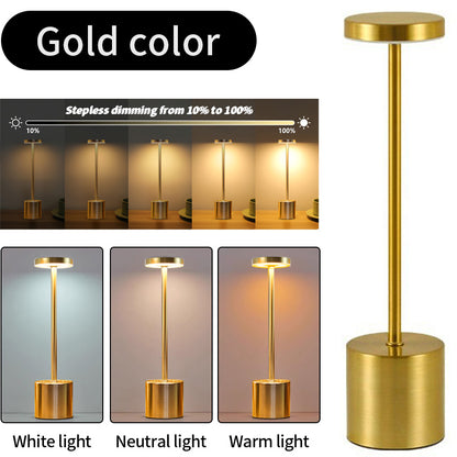 Classic USB Rechargeable Touch Sensor LED Table Lamp, 3-Color Dimming, Modern Desk Night Light