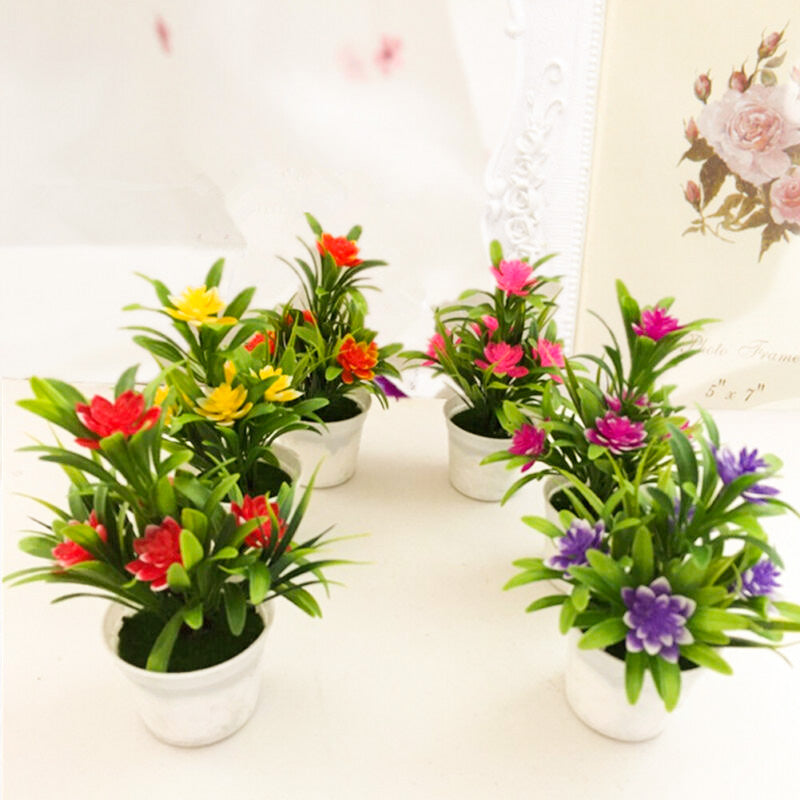 Artificial Flowers Fake Plastic Plant Home Office Decor Desktop Bonsai Wedding Balcony Ornaments Gi 3