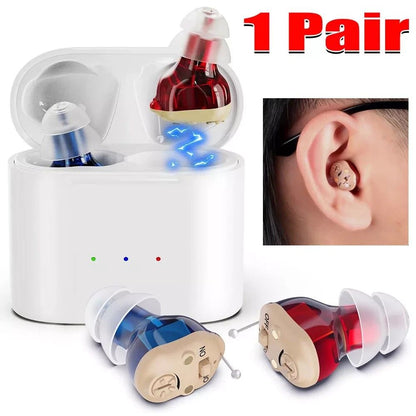 Rechargeable Mini Wireless Hearing Aid & Invisible Earphone – Elderly Hearing Enhancement Bluetooth Speaker Earbud