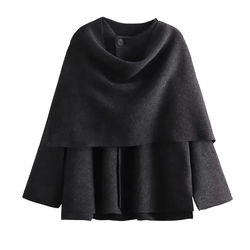 Women Plush Winter Coat With Asymmetric Scarf Collar 1