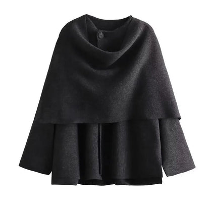 Women Plush Winter Coat With Asymmetric Scarf Collar 1