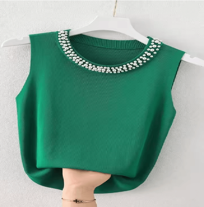 KnitEase Sleeveless Beaded Tank Top 7
