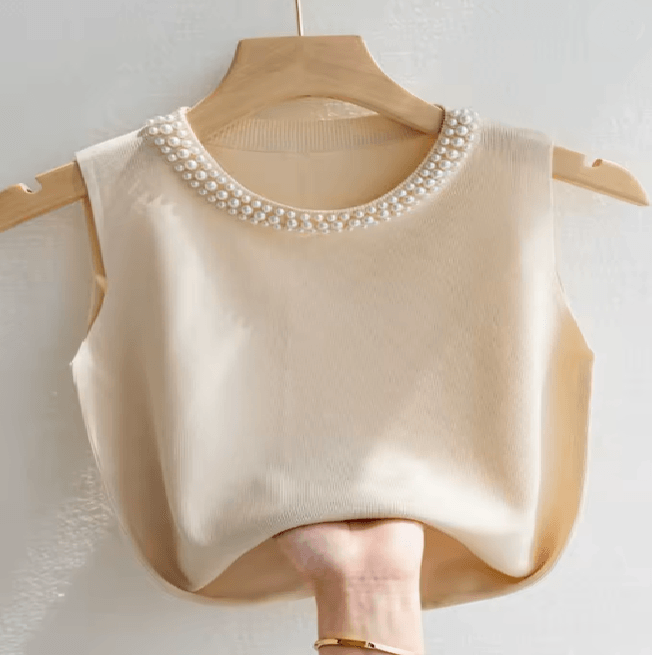 KnitEase Sleeveless Beaded Tank Top