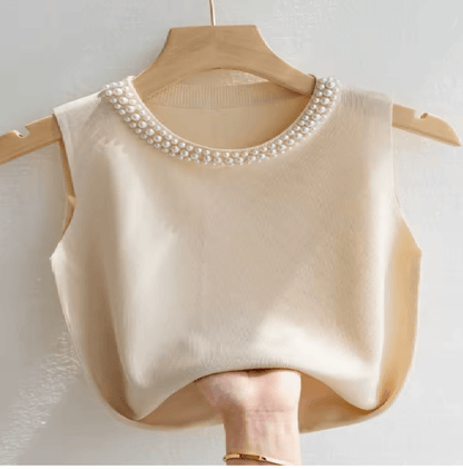KnitEase Sleeveless Beaded Tank Top