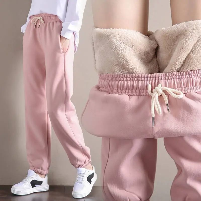 Women Fleece Lined Winter Joggers High Waist Drawstring Pants 10