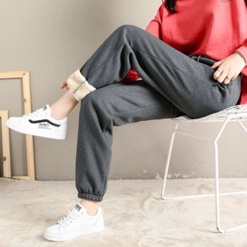 Women Fleece Lined Winter Joggers High Waist Drawstring Pants 2