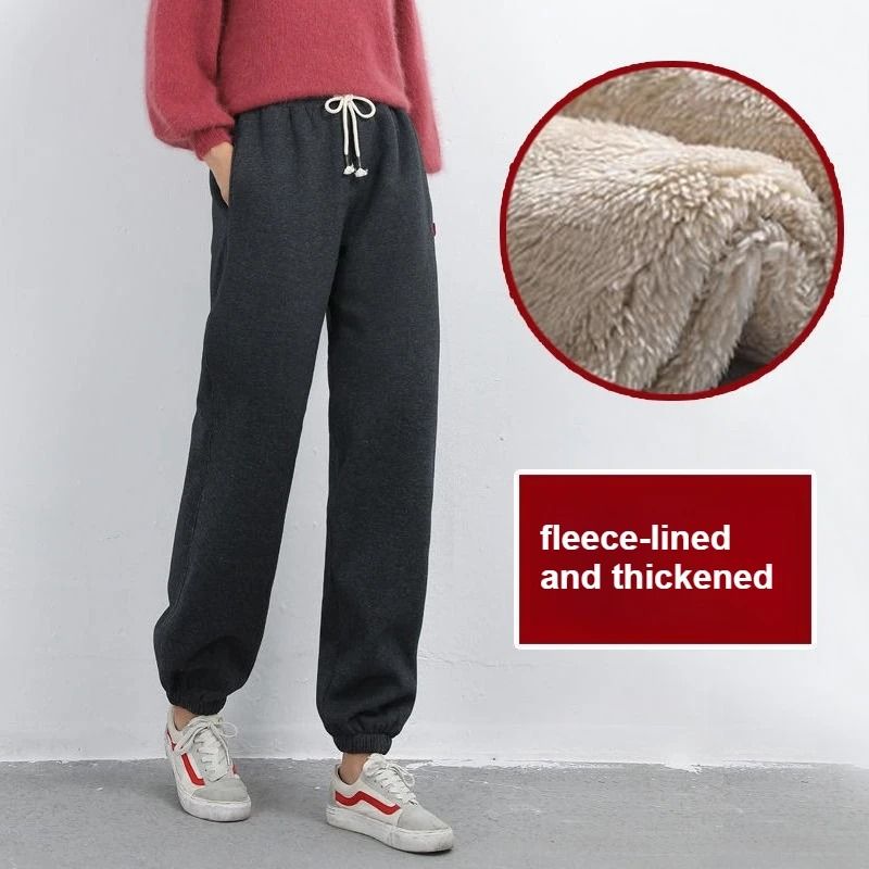 Women Fleece Lined Winter Joggers High Waist Drawstring Pants 7
