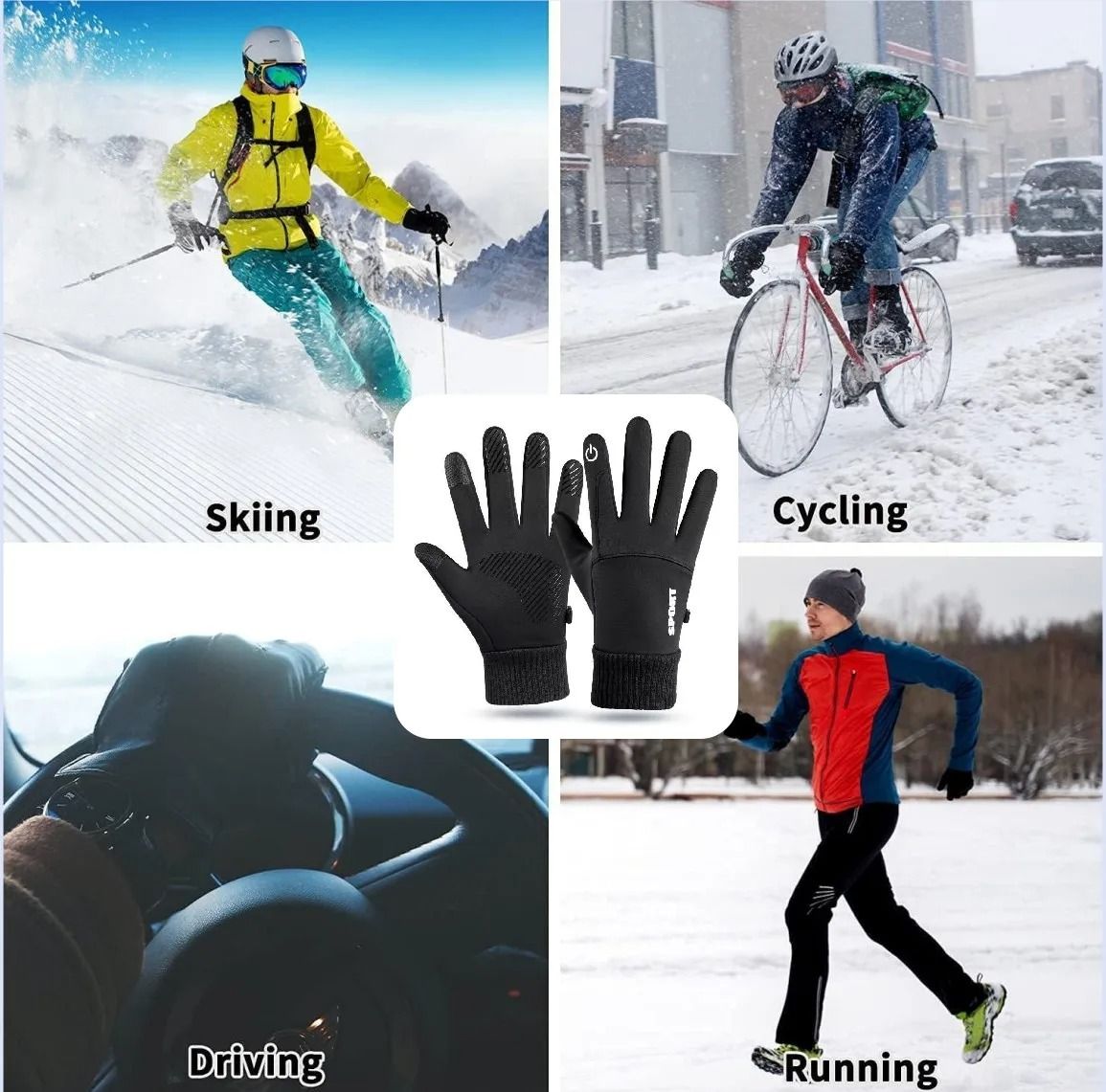 Winter Touch Screen Thermal Gloves Waterproof Windproof Warm Gloves 5