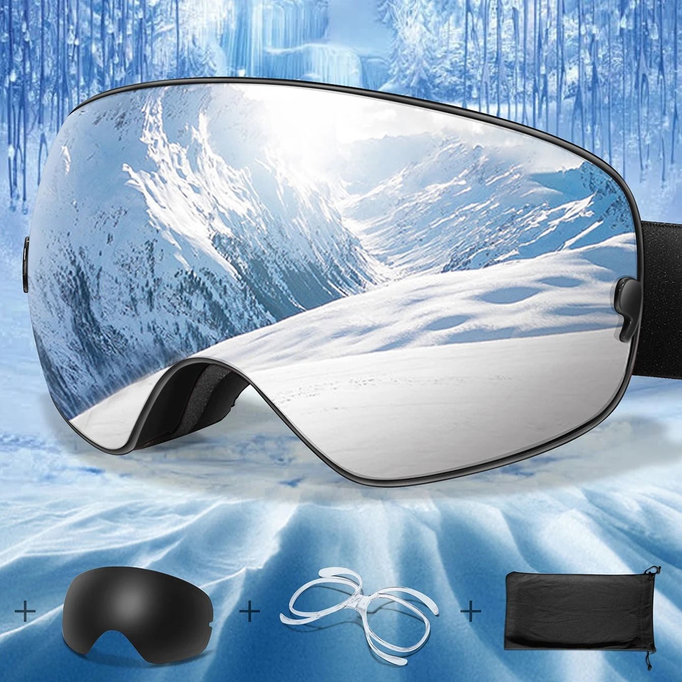 Outdoor UV400 Ski Goggles Anti Fog Snowboarding and Snowmobile Glasses