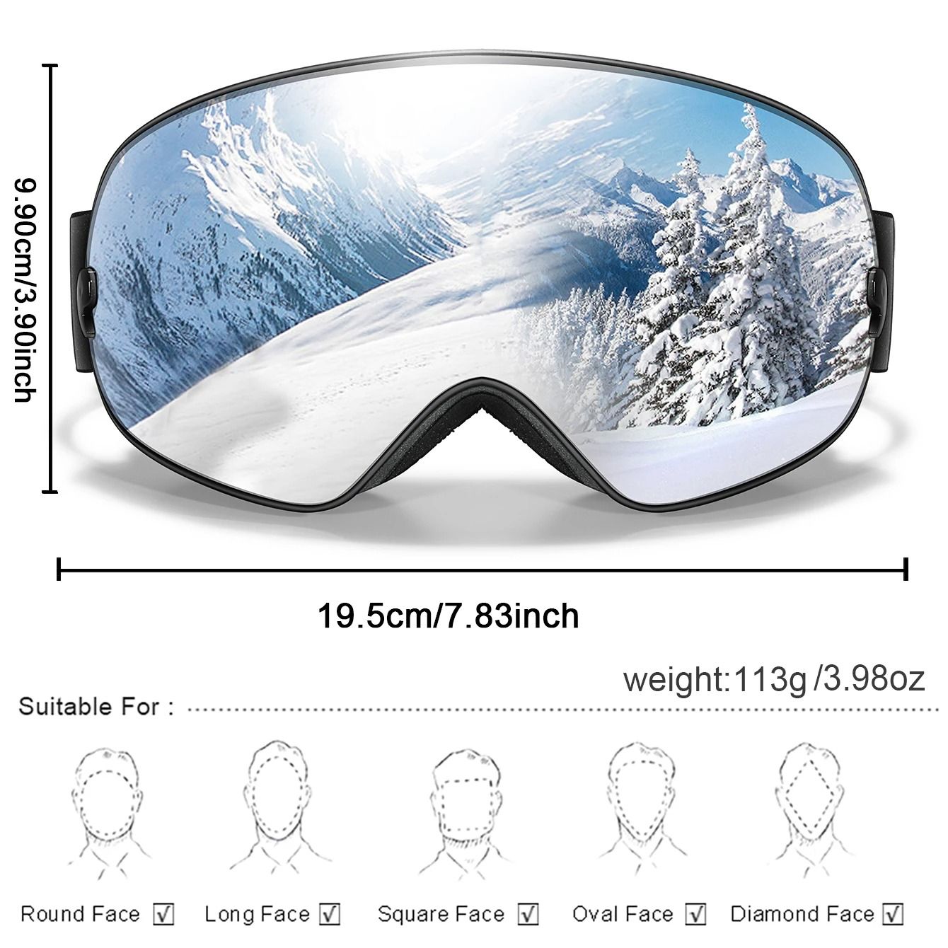 Outdoor UV400 Ski Goggles Anti Fog Snowboarding And Snowmobile Glasses 1