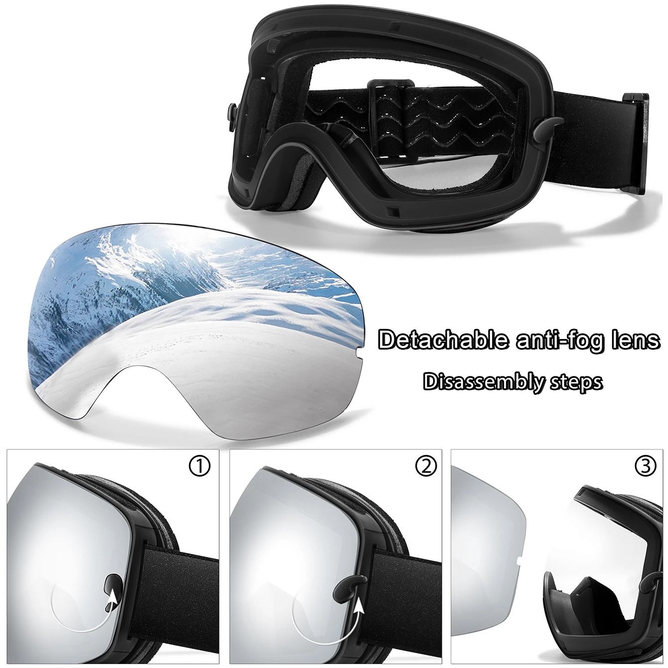 Outdoor UV400 Ski Goggles Anti Fog Snowboarding And Snowmobile Glasses 4