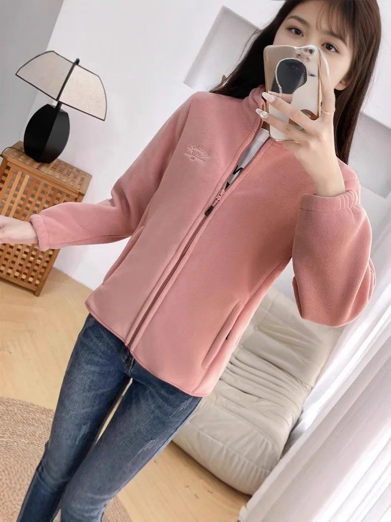 Winter Luxe Polar Fleece Letter Print Coat  Womens Loose Fit WoolLiner Jacket 11