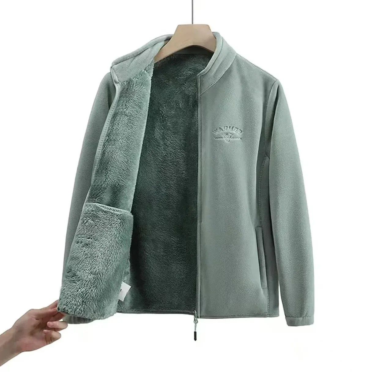 Winter Luxe Polar Fleece Letter Print Coat  Womens Loose Fit WoolLiner Jacket 3
